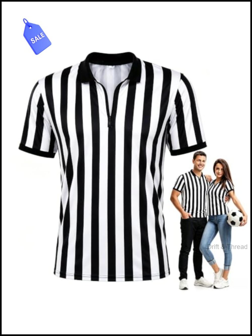 Referee Shirt 100% Polyester Zipper Collar Short Sleeve Sports Uniform